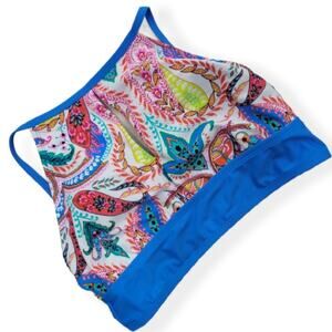 Into the Bleu Multicolor Paisley Keyhole Halter Bikini Swim Top NEW Women's 10